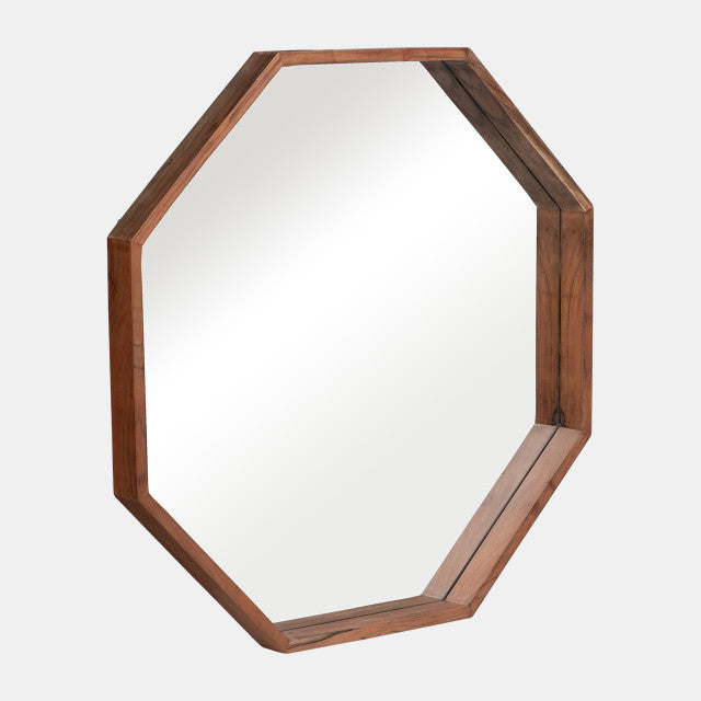 WOOD 30'' X 30'' OCTAGON SHAPED MIRROR