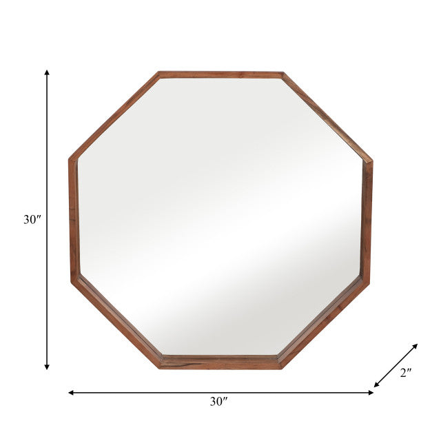 WOOD 30'' X 30'' OCTAGON SHAPED MIRROR