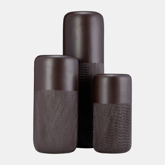 CERAMIC 12" GROOVE VASE JAVA