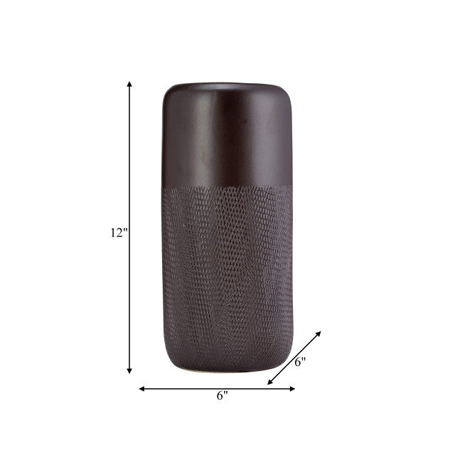 CERAMIC 12" GROOVE VASE JAVA