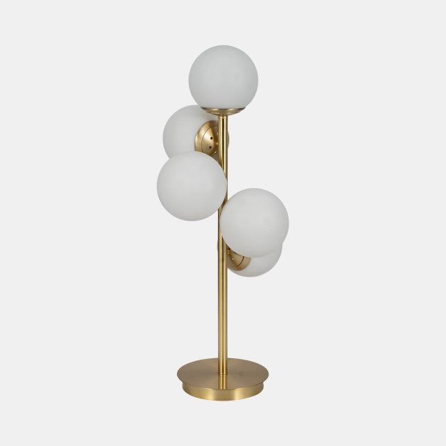 GLASS 26" FROSTED GLOBE TABLE LAMP GOLD