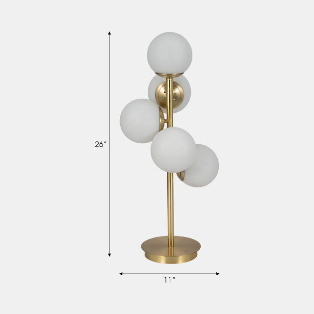 GLASS 26" FROSTED GLOBE TABLE LAMP GOLD