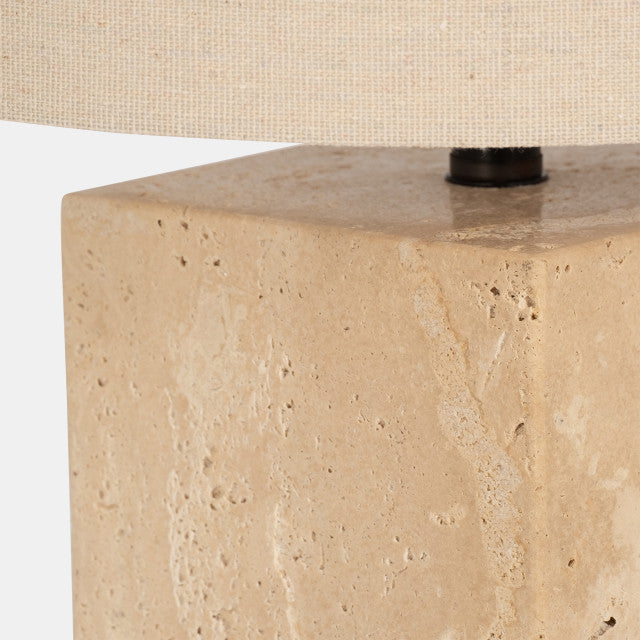TRAVERTINE PILLAR TABLE LAMP NATURAL