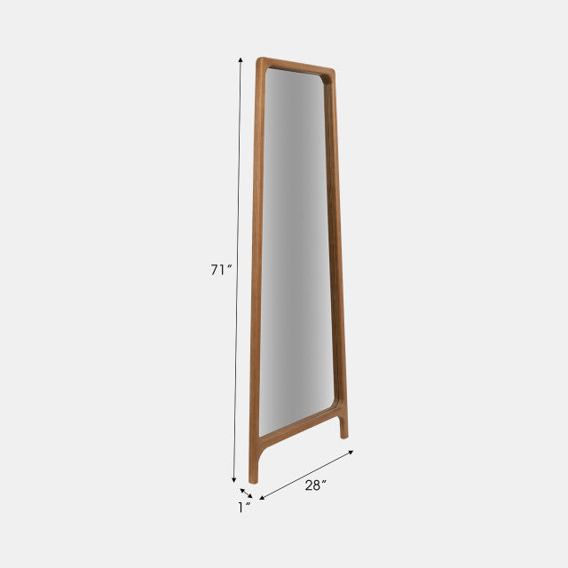 FLOOR MIRROR ON STAND, NATURAL WOOD