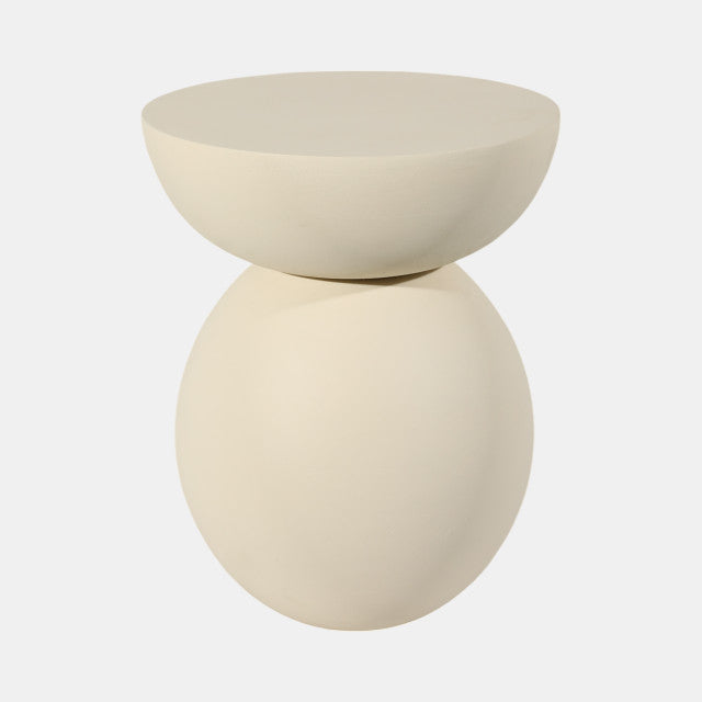 WOOD SPHERE ACCENT TABLE ANTIQUE WHITE