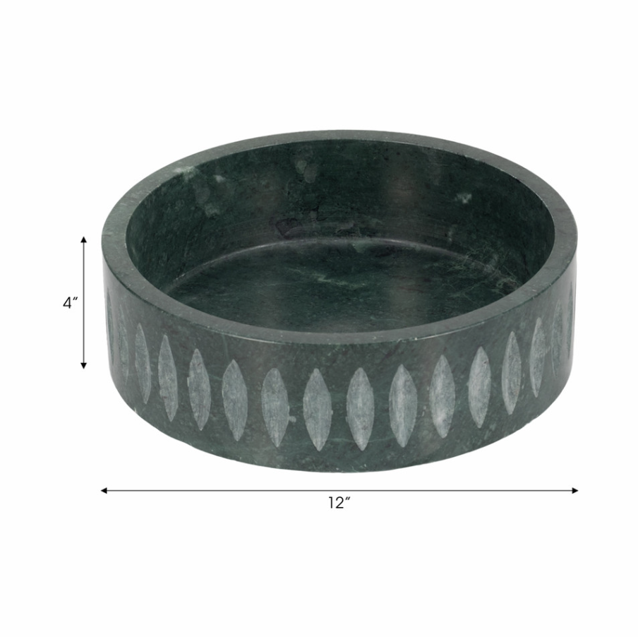 ROSALIE GREEN MARBLE BOWL 12''