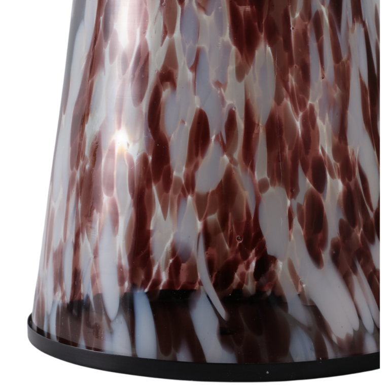GLASS TABLE PLATAR DAPPLE ART , BROWN 19"