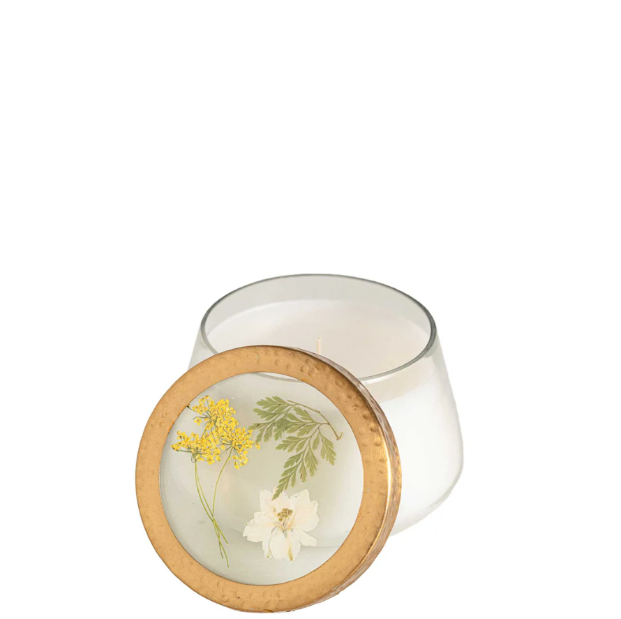 PRESSED FLORAL CANDLE-HONEY TOBACCO-MEDIUM