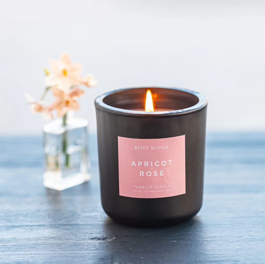 APRICOT ROSE BOXED GLASS TUMBLER CANDLE