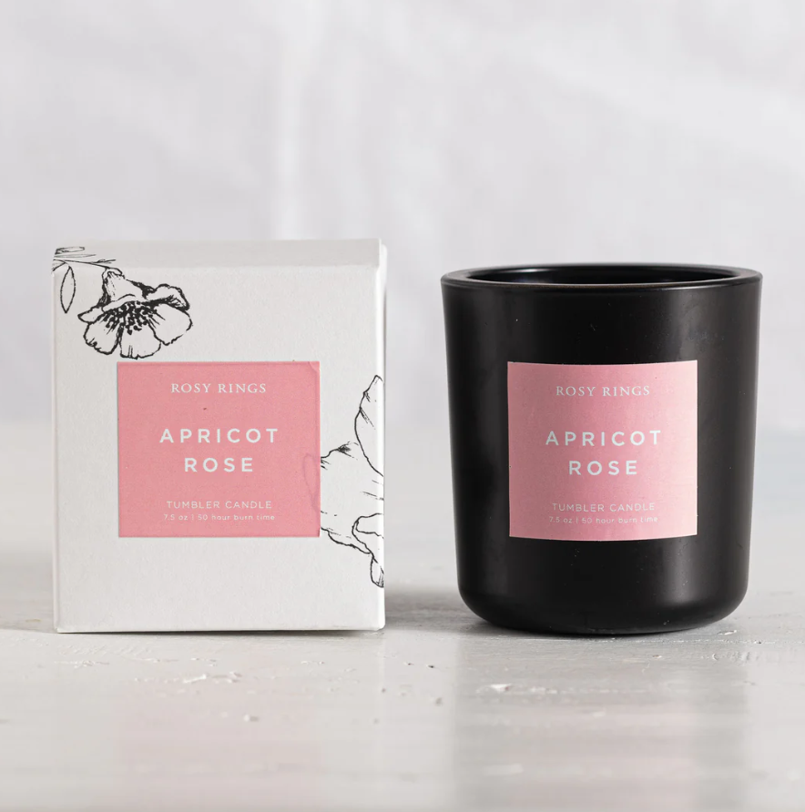 APRICOT ROSE BOXED GLASS TUMBLER CANDLE