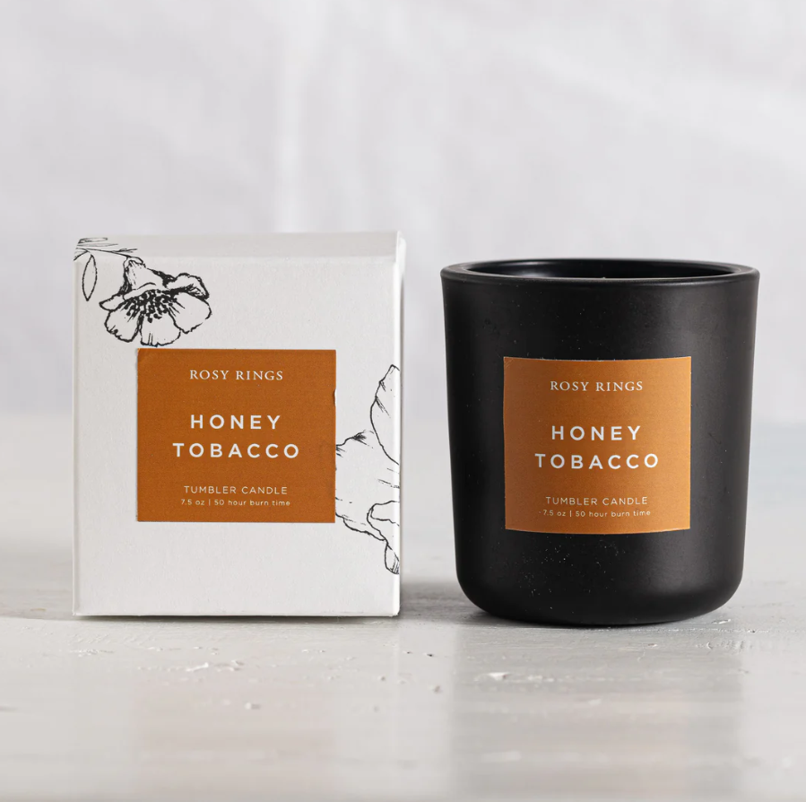 HONEY TOBACCO BOXED GLASS TUMBLER CANDLE