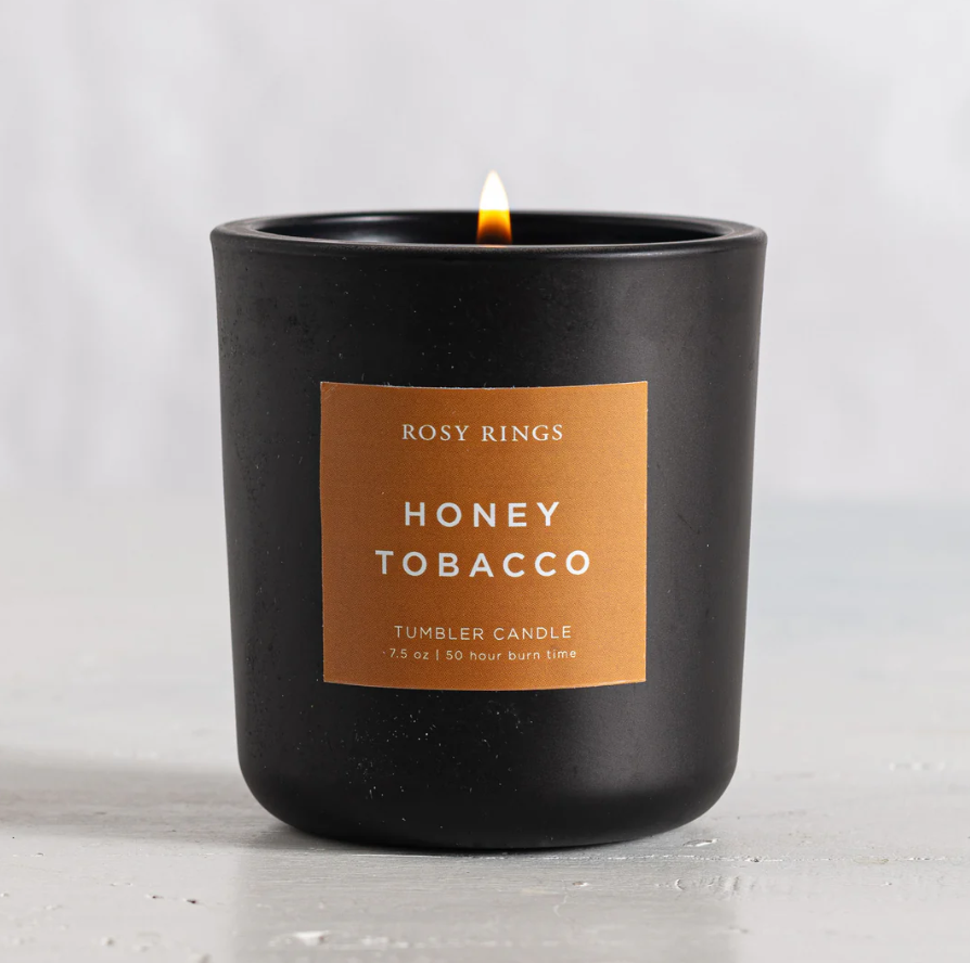 HONEY TOBACCO BOXED GLASS TUMBLER CANDLE