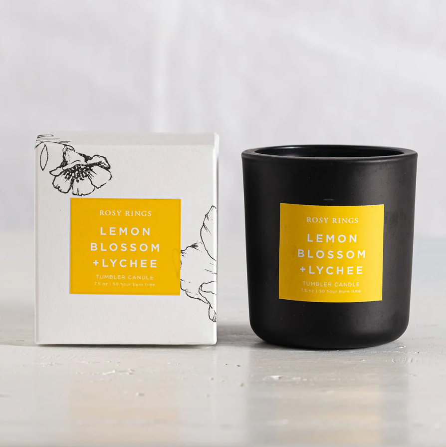 LEMON BLOSSOM & LYCHEE BOXED GLASS TUMBLER CANDLE