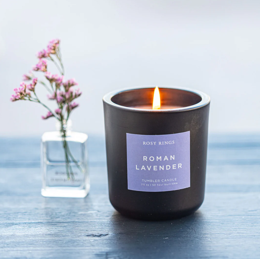 ROMAN LAVENDER BOXED GLASS TUMBLER CANDLE