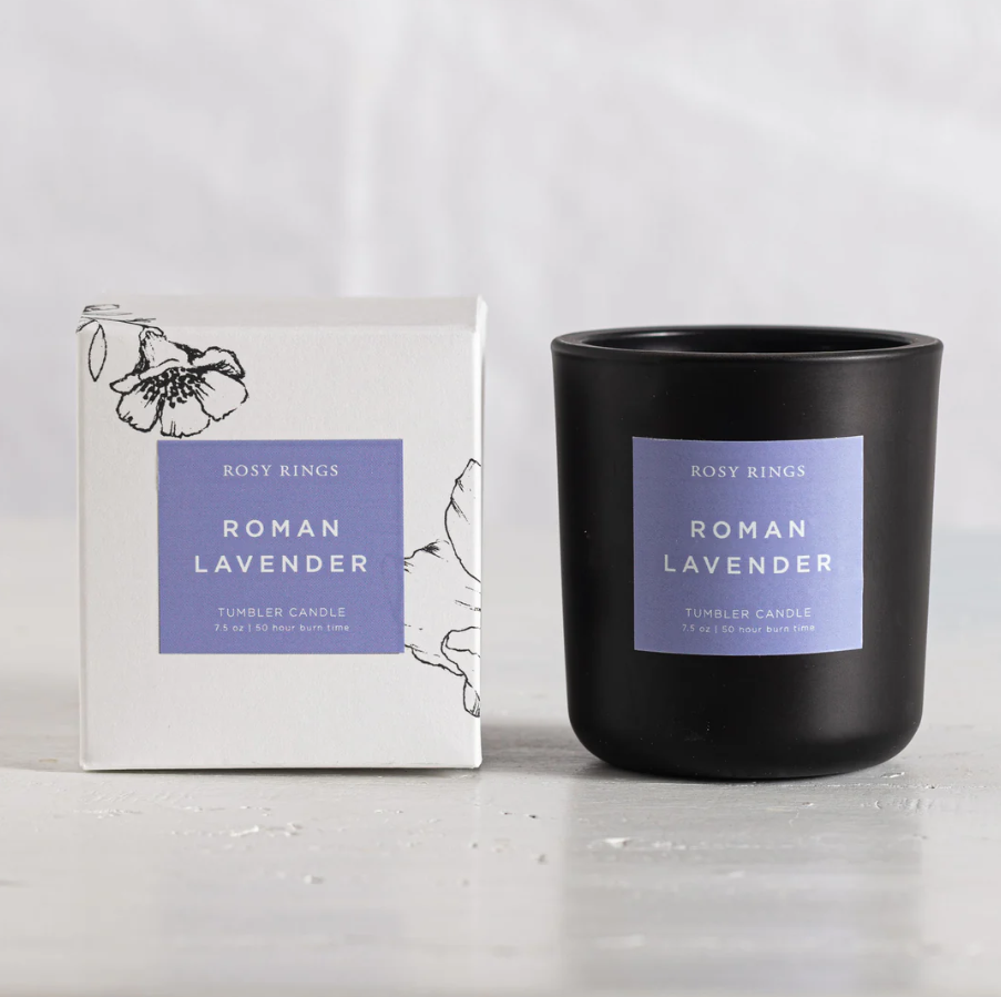 ROMAN LAVENDER BOXED GLASS TUMBLER CANDLE