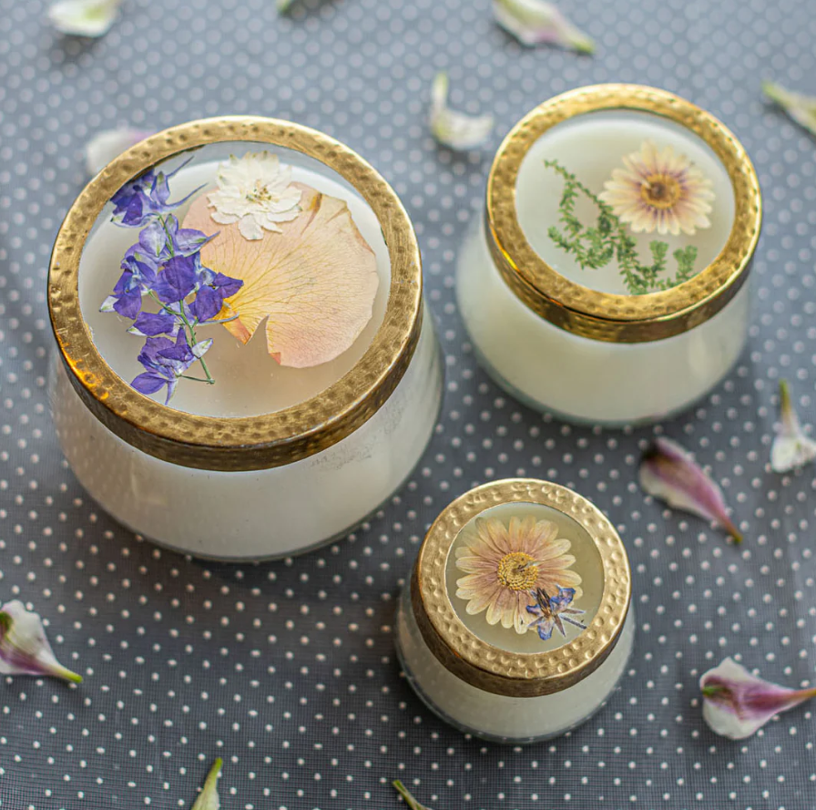 PRESSED FLORAL CANDLE-VAINILLA RAIN-MEDIUM