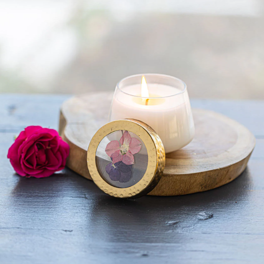 PRESSED FLOWER CANDLE-BLUSHING ROSEWOOD SMALL