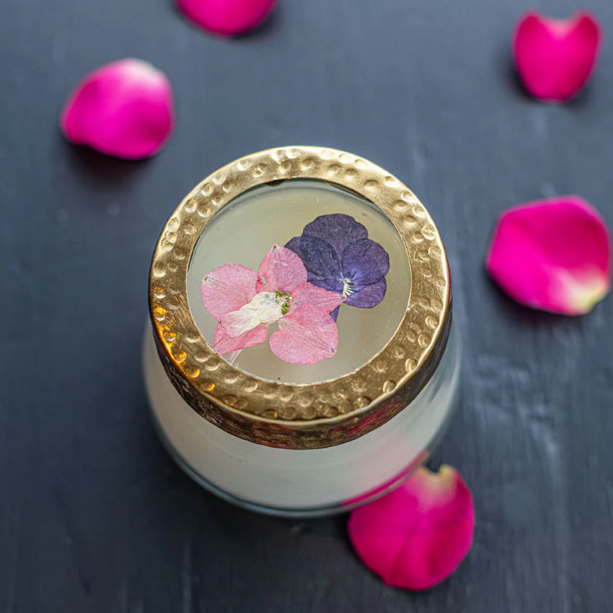 PRESSED FLOWER CANDLE-BLUSHING ROSEWOOD SMALL