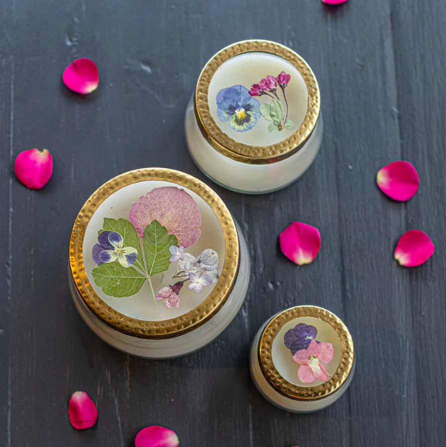 PRESSED FLOWER CANDLE-BLUSHING ROSEWOOD SMALL