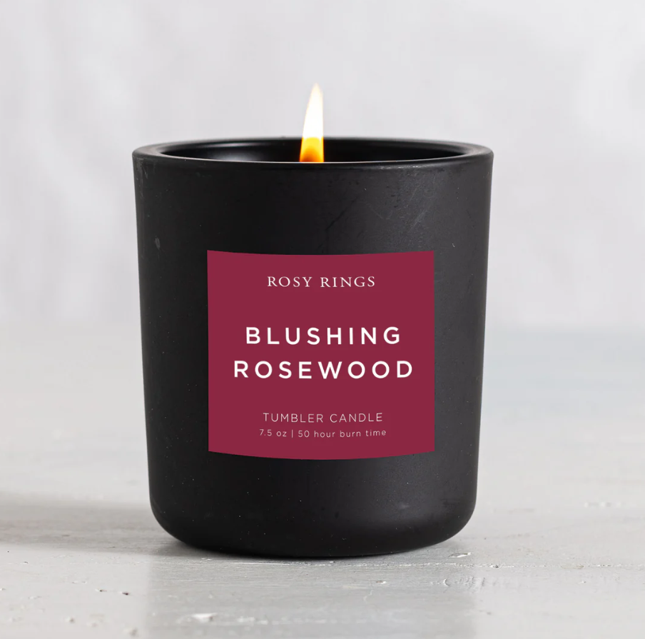 BLUSHING ROSEWOOD BOXED GLASS TUMBLER CANDLE