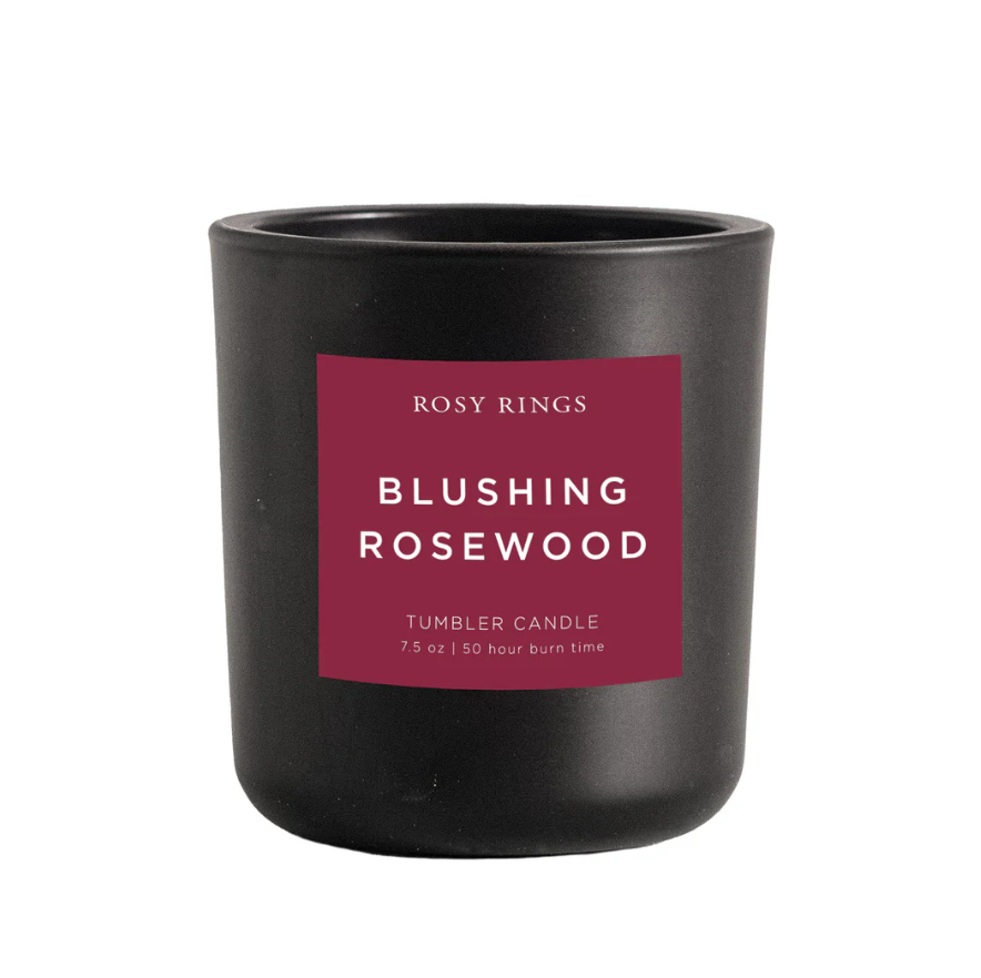 BLUSHING ROSEWOOD BOXED GLASS TUMBLER CANDLE