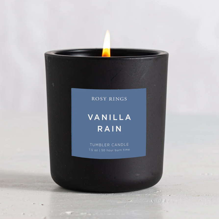 VANILLA RAIN BOXED GLASS TUMBLER CANDLE