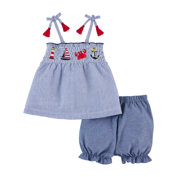 SAIL AWAY SMOCKED SHORT SET