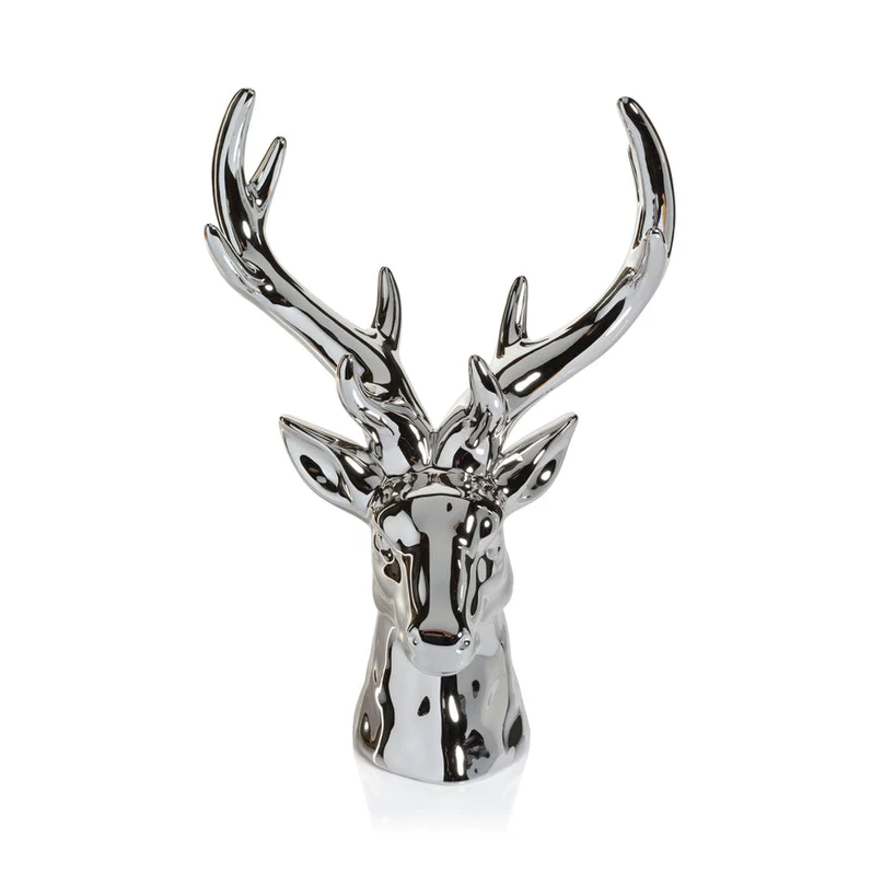 ROCKY MONTAIN CERAMIC STAG HEAD -SILVER/LARGE