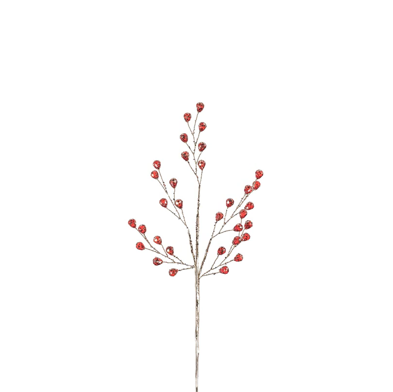 BEADED GLASS BERRY PICK-RED+GOLD