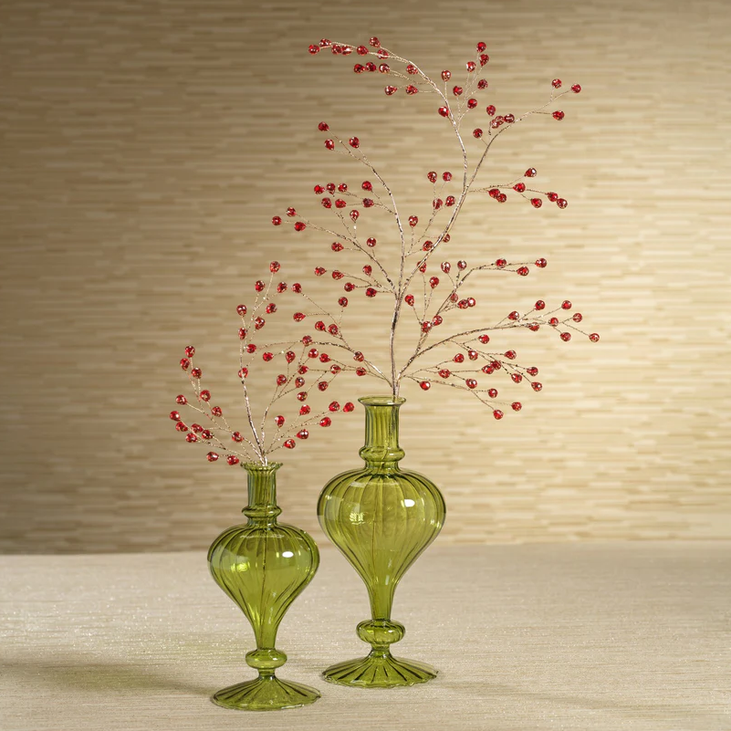 BEADED GLASS BERRY PICK-RED+GOLD