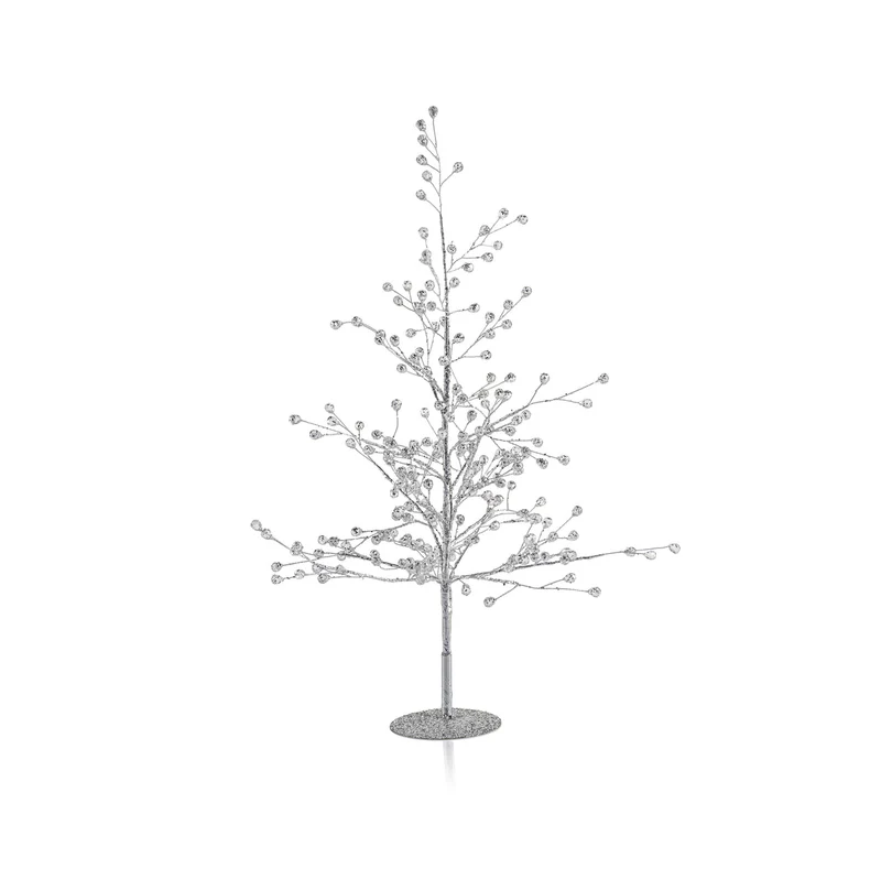 BEADED GLASS BERRY TREE-CLEAR +SILVER SMALL