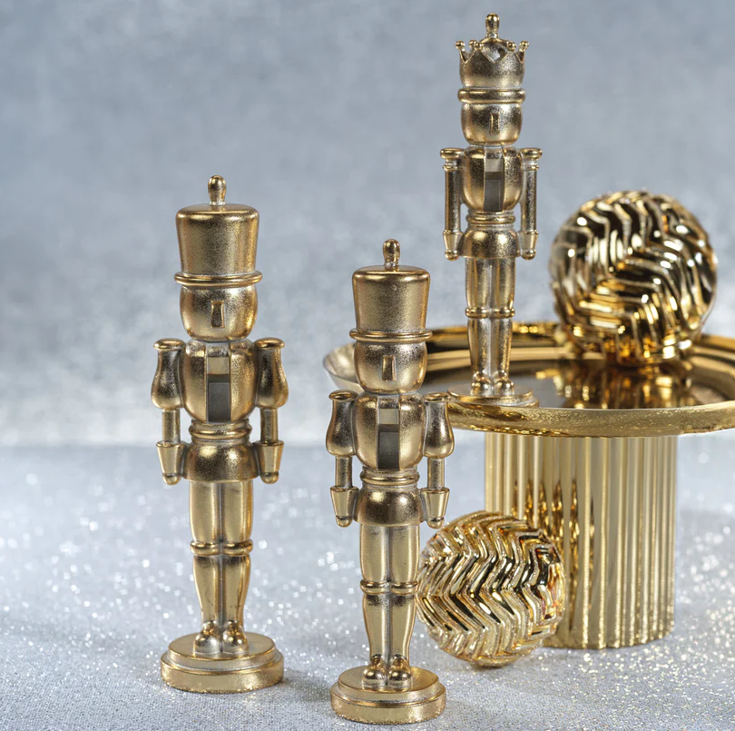 GOLD METALLIC DECORATIVE NUTCRACKER 10''