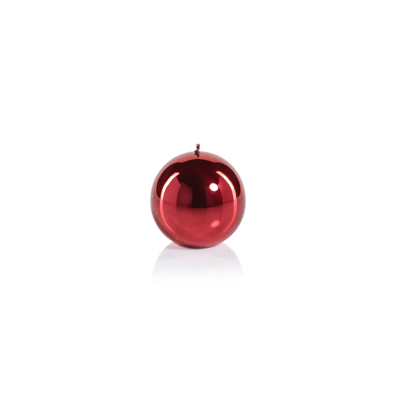METALLIC BALL CANDLE MATTE PEARL RED -LARGE