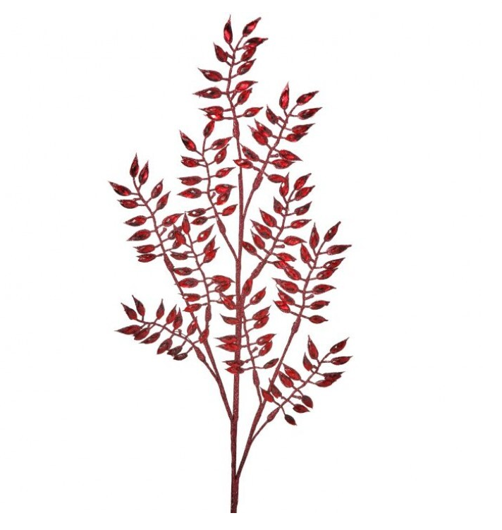 30" METALLIC ACRYLIE LEAVES SPRAY BURGUNDY