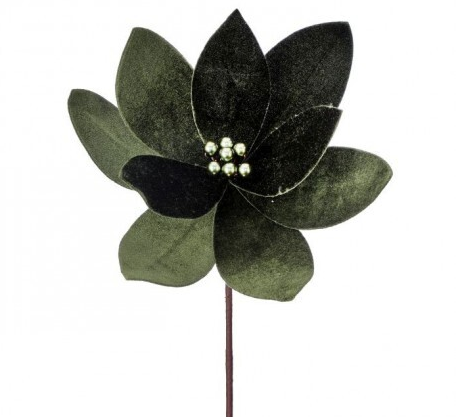 24" DELUXE VELVET EMERALD POINSETTIA STEM