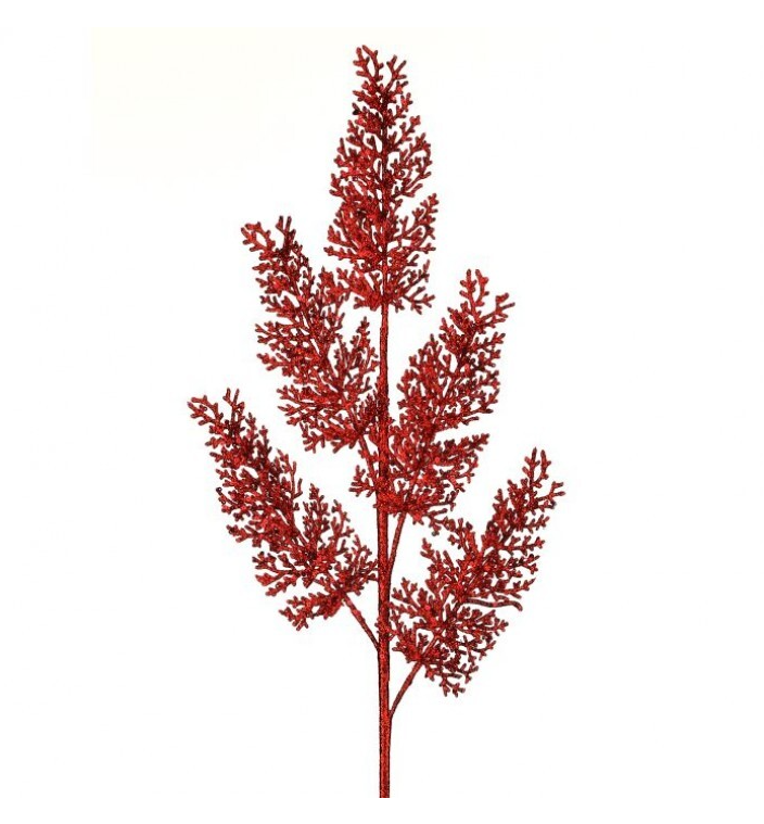 31'' SEQUIN CORAL LEAF SPRAY RED