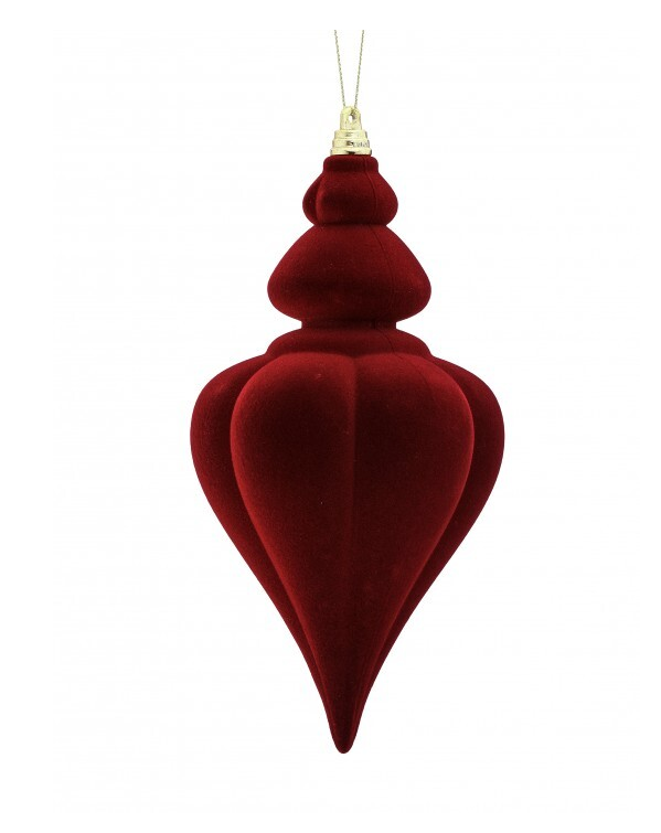 9'' VELVET FINIAL ORNAMENT BURGUNDY