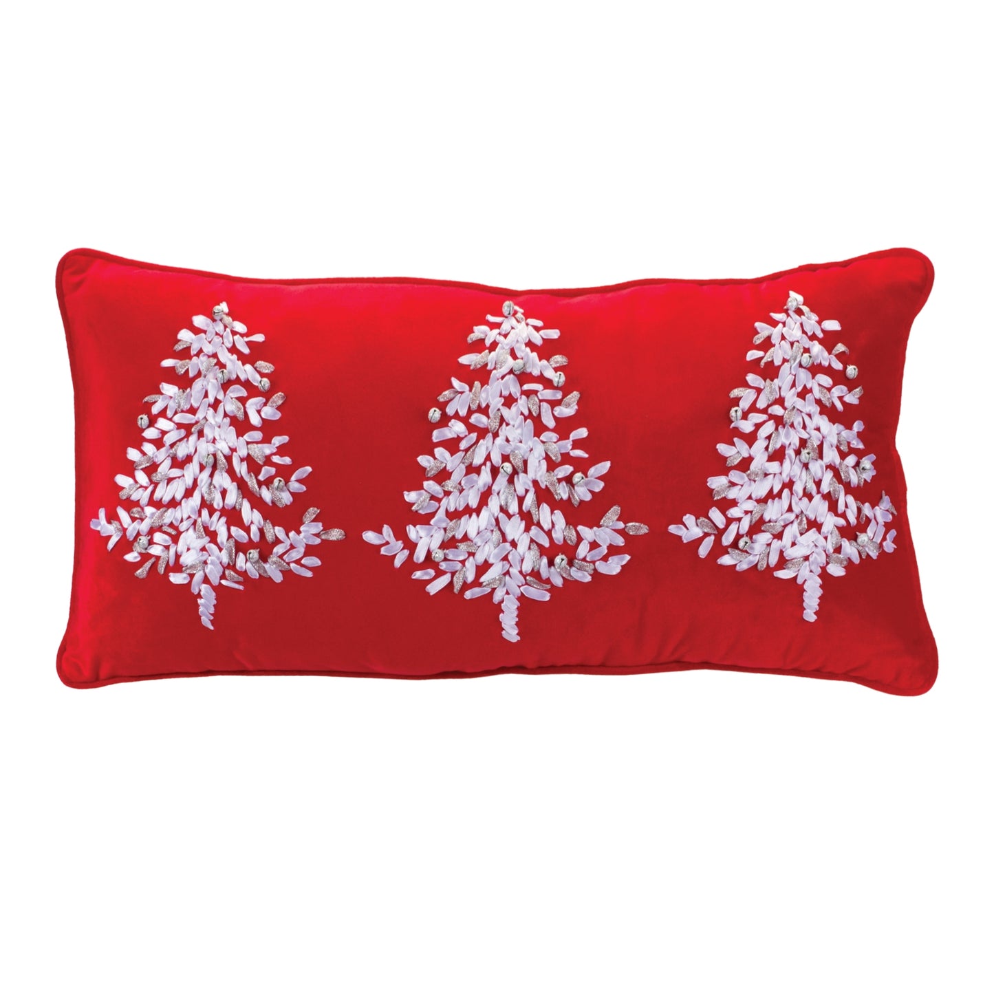 RED PILLOW WITH TREES 22.5"L X 11"H
