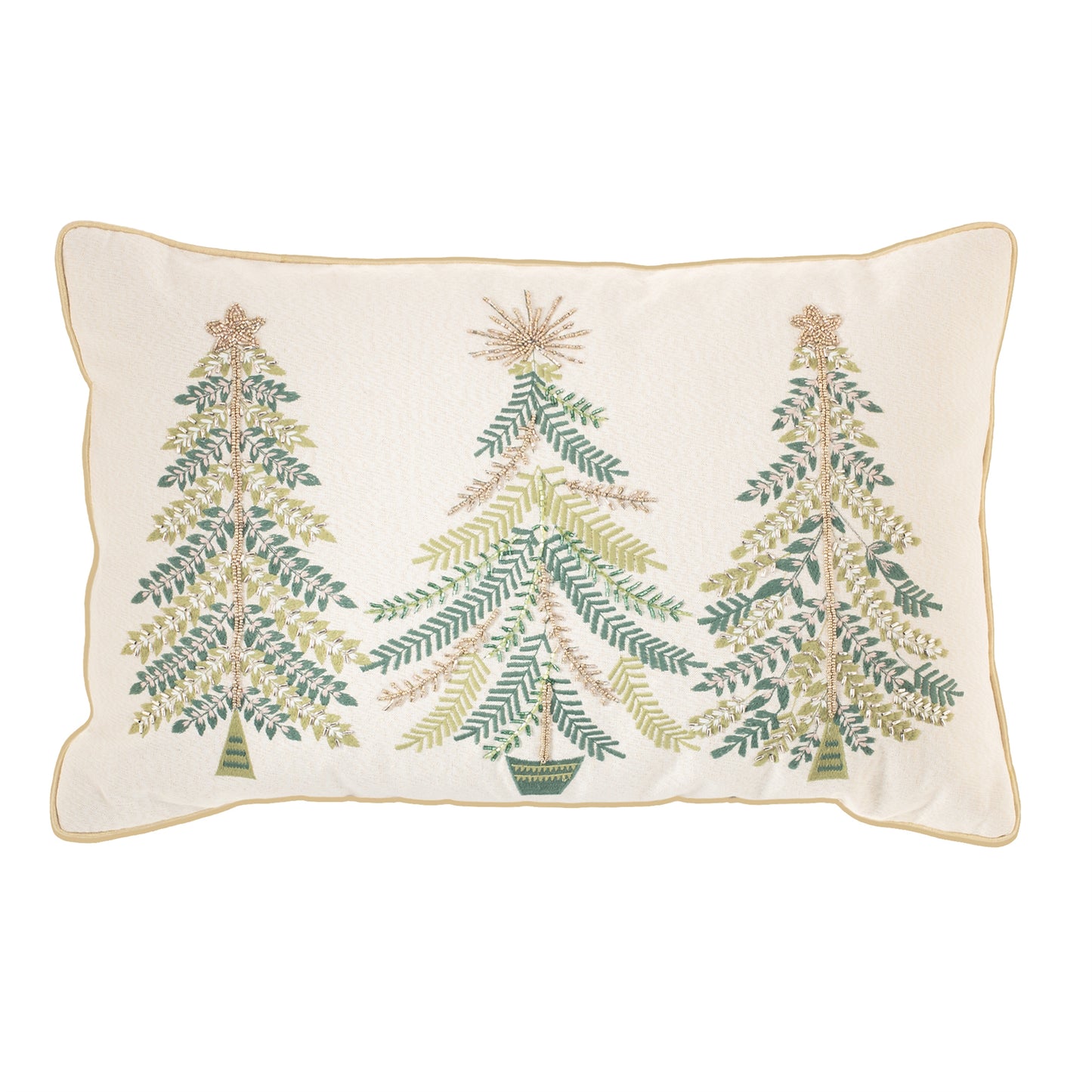 BEIGE PILLOW WITH TREES 23.5"L X16"H