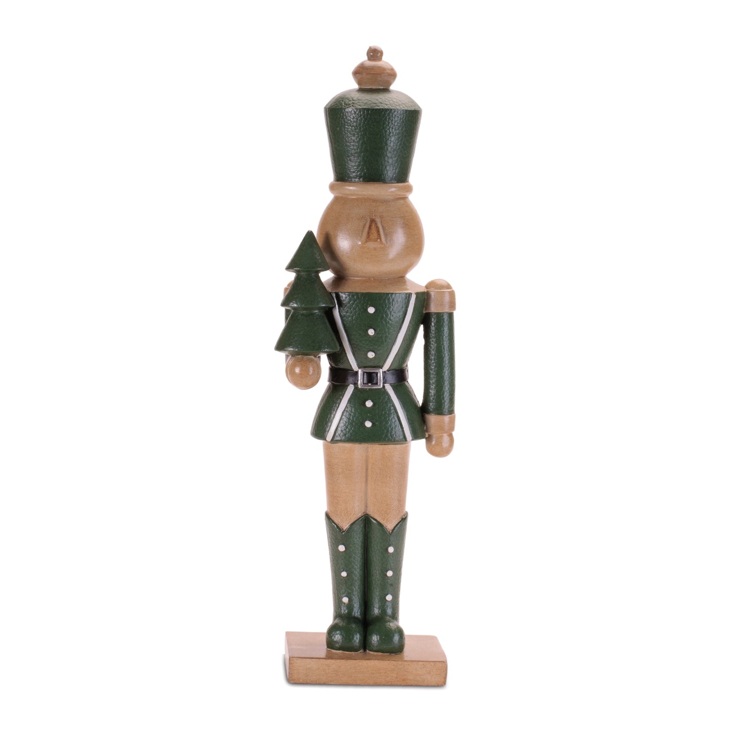 GREEN NUTCRACKER WITH TREE 14"H