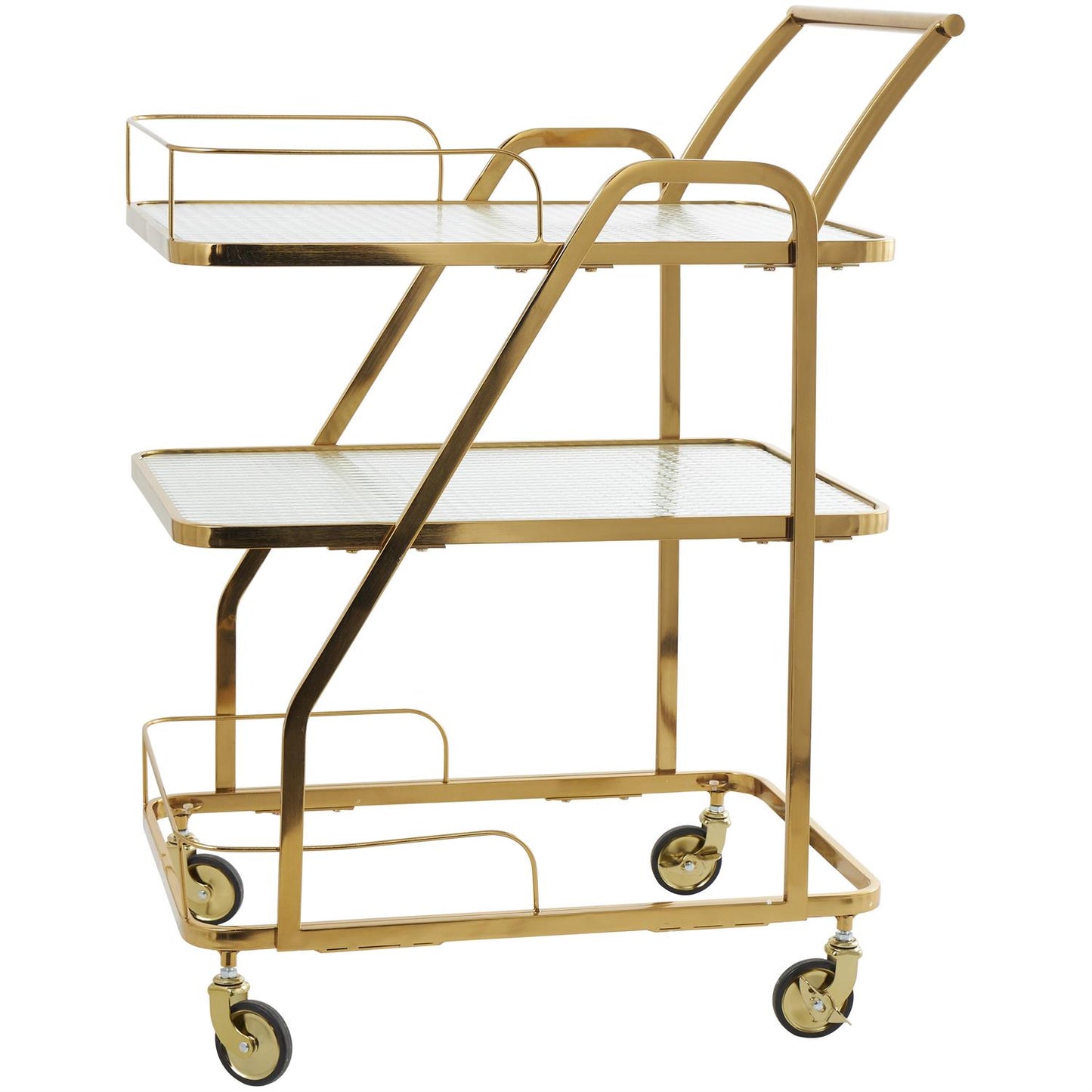 METAL GLASS CART GOLD WITH HANDLE