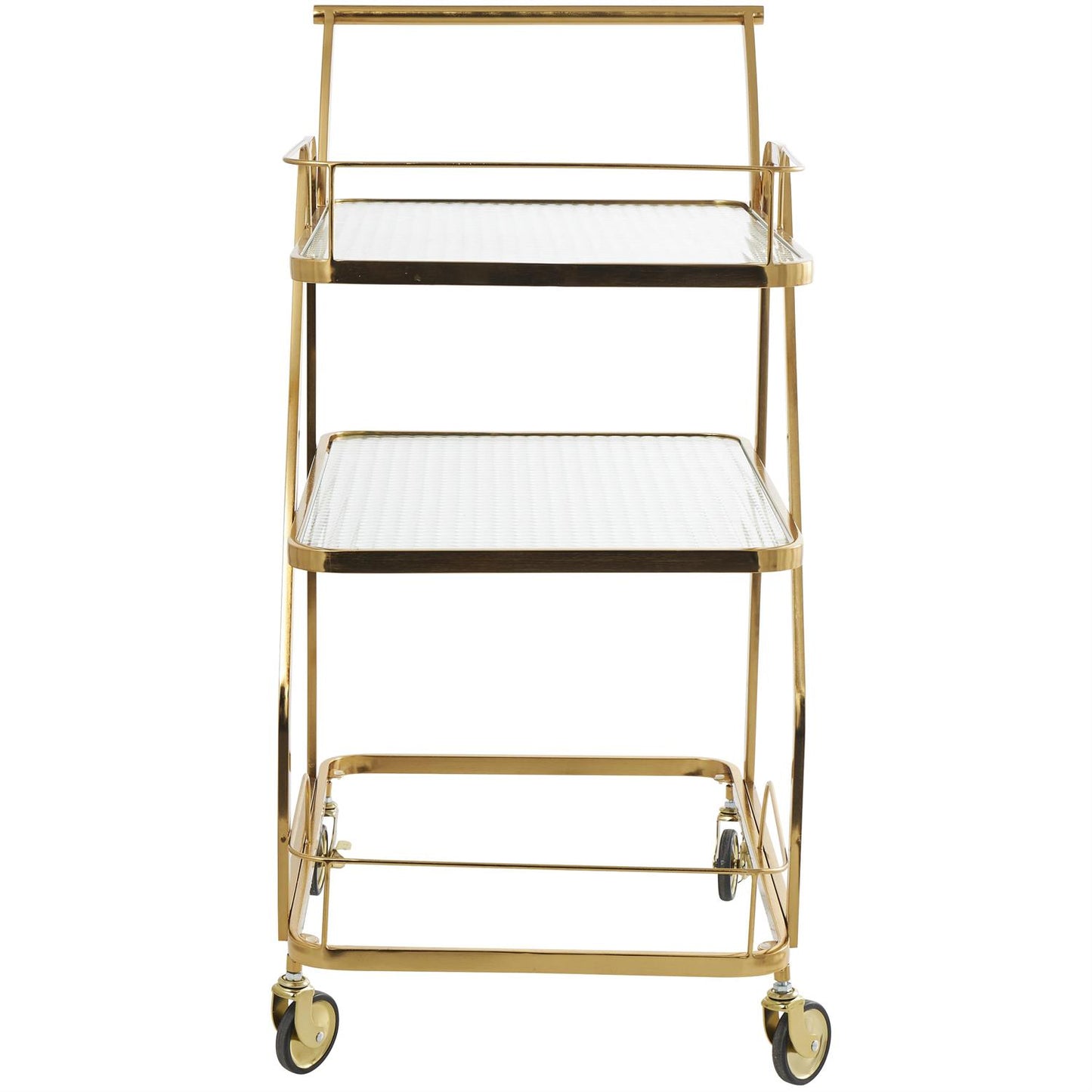 METAL GLASS CART GOLD WITH HANDLE