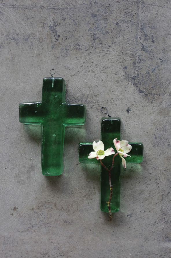GLASS HANGING CROSS