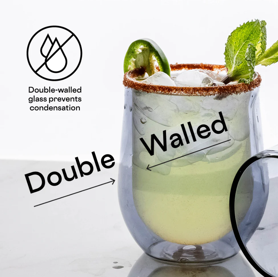 GLASS STEMLESS DOUBLE PACK- CLEAR