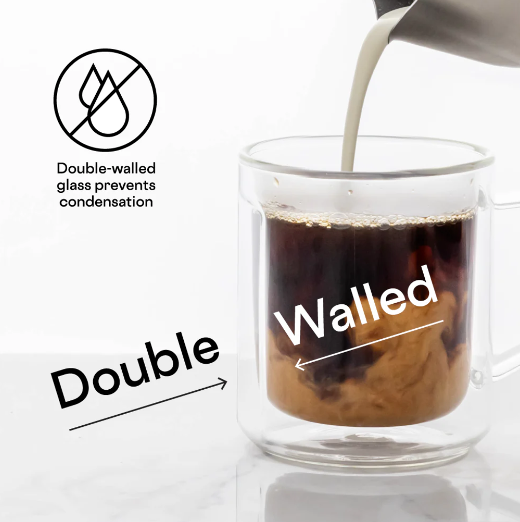 GLASS MUG- 12 OZ - DOUBLE PACK- CLEAR