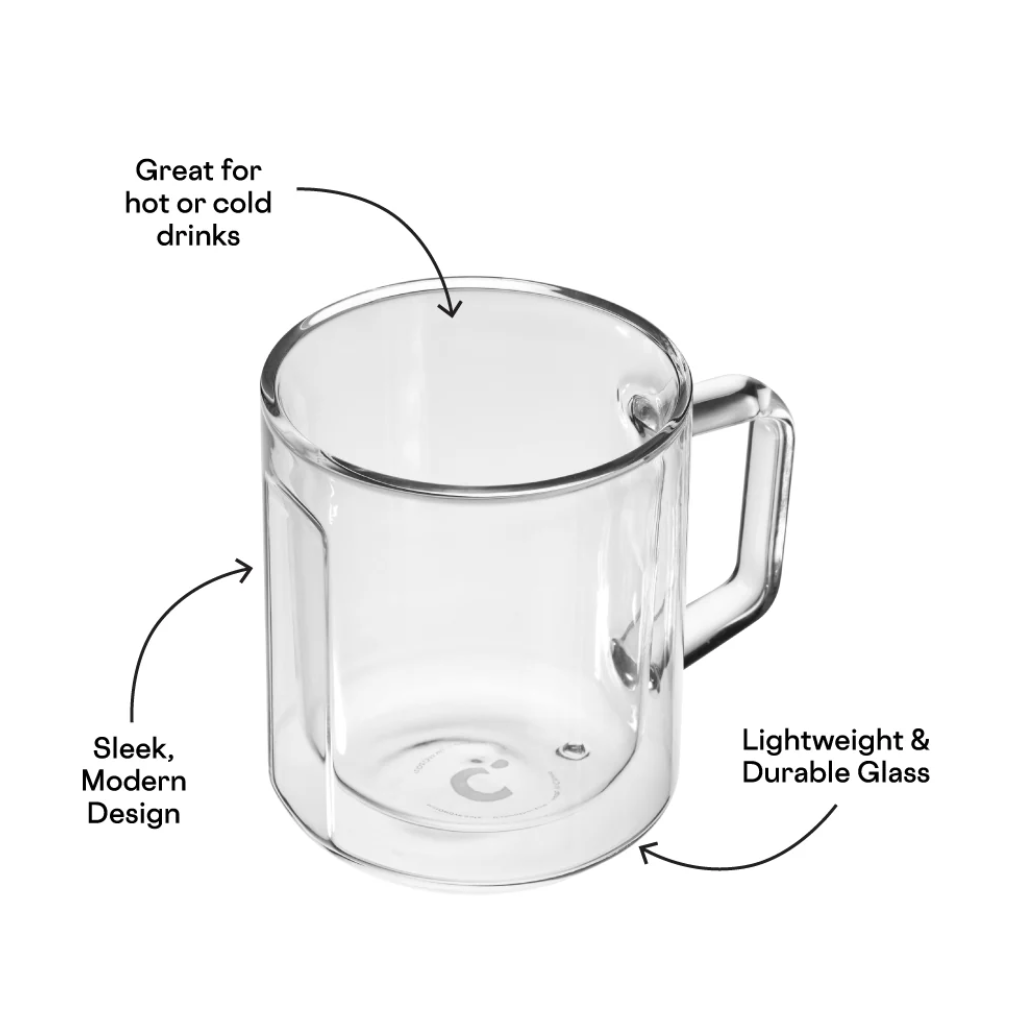 GLASS MUG- 12 OZ - DOUBLE PACK- CLEAR