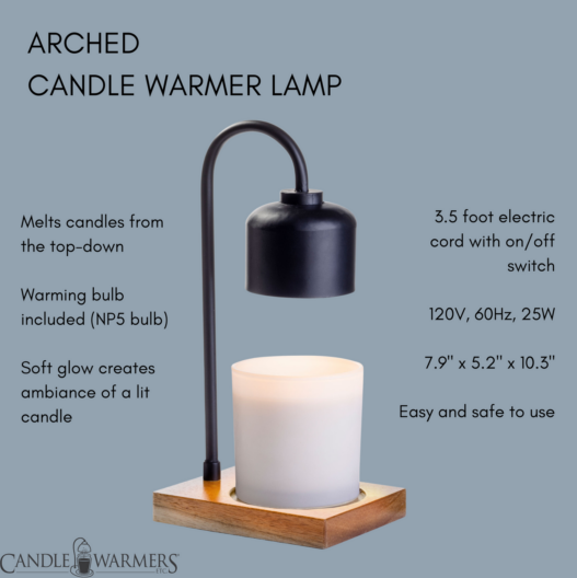 Black & Wood Arched Candle Warmer Lamp