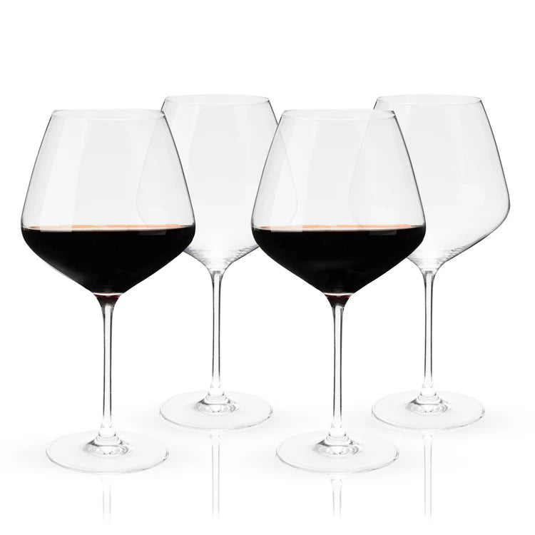 RESERVE INEZ CRYSTAL BURGUNDY GLASSES SET OF 4