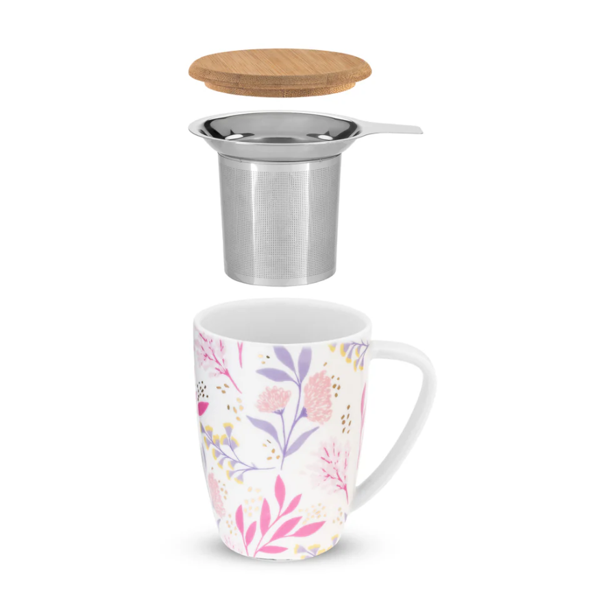 BAILEY BOTANICAL BLISS CERAMIC TEA MUG & INFUSER