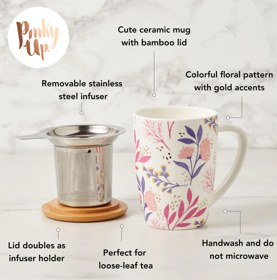 BAILEY BOTANICAL BLISS CERAMIC TEA MUG & INFUSER